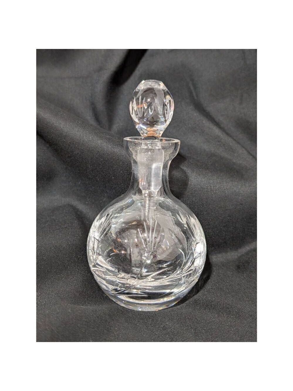 Vintage Etched Blown Glass Perfume Bottle Glass Stopper